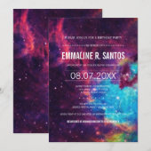 Galaxy Birthday Party Invite Kaart (Voorkant / Achterkant)