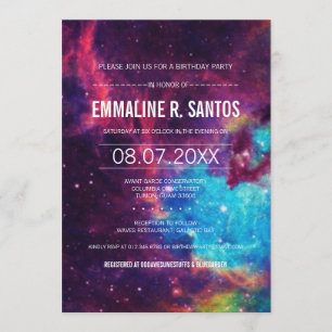 Galaxy Birthday Party Invite Kaart