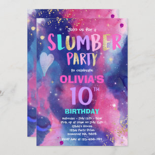 Galaxy Birthday Party Tween Galaxy Slumber Party Kaart