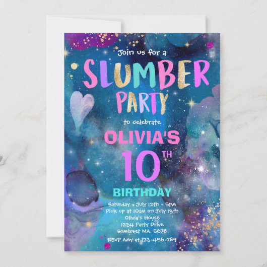 Galaxy Birthday Party Tween Galaxy Slumber Party Kaart (Voorkant)
