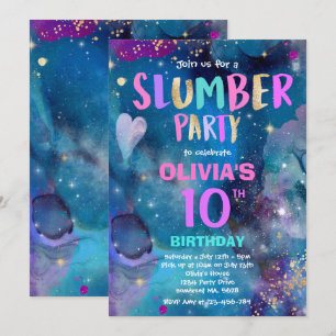 Galaxy Birthday Party Tween Galaxy Slumber Party Kaart