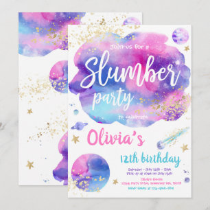 Galaxy Birthday Party Tween Galaxy Slumber Party Kaart