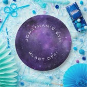 Galaxy Birthday | Purple Space | Planetarium Party Papieren Bordje (Feest)