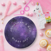 Galaxy Birthday | Purple Space | Planetarium Party Papieren Bordje (Feest)
