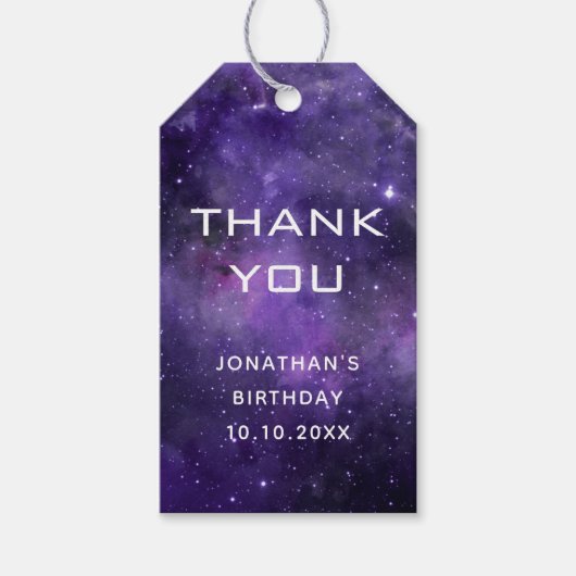 Galaxy Birthday Thank You | Space Science Party Cadeaulabel (Voorkant)