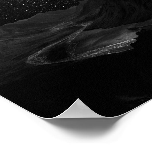 Galaxy Black and White Moon Night Sky Poster (Hoek)