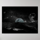 Galaxy Black and White Moon Night Sky Poster (Voorkant)