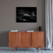 Galaxy Black and White Moon Night Sky Poster