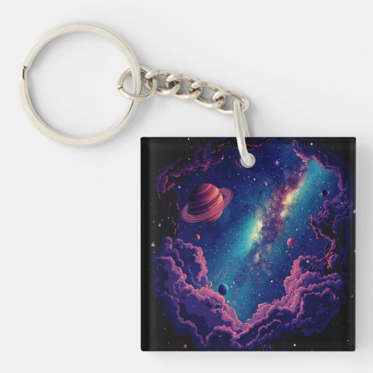 Galaxy Black Sleutelhanger Astronaut voor iedereen (Voorkant)