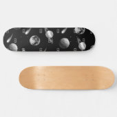 Galaxy Black white monogram initialen Persoonlijk Skateboard (Horizontaal)