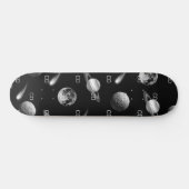 Galaxy Black white monogram initialen Persoonlijk Skateboard (Horizontaal)