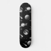 Galaxy Black white monogram initialen Persoonlijk Skateboard (Voorkant)