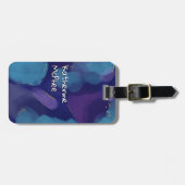 Galaxy blauw roze paarse waterverf glitterborstel bagagelabel (Voorkant horizontaal)