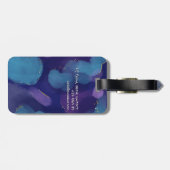 Galaxy blauw roze paarse waterverf glitterborstel bagagelabel (Achterkant horizontaal)