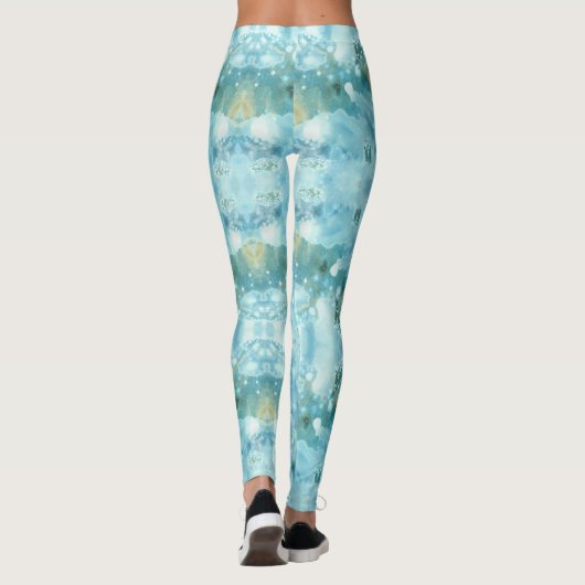 Galaxy blauwe waterverf leggings (Achterkant)
