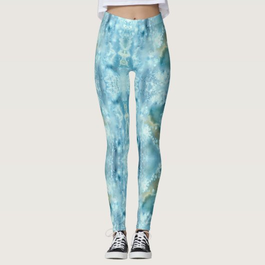 Galaxy blauwe waterverf leggings (Voorkant)