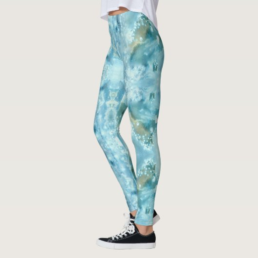 Galaxy blauwe waterverf leggings (Links)