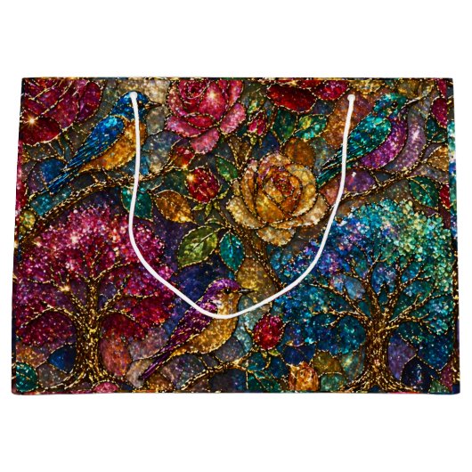 Galaxy Bloem Vogels Patroon Groot Cadeauzakje (Voorkant)