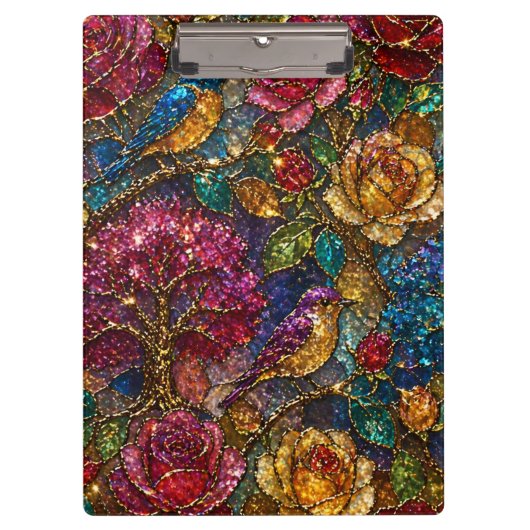 Galaxy Bloem Vogels Patroon Klembord (Voorkant)