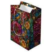 Galaxy Bloem Vogels Patroon Medium Cadeauzakje (Voorkant Gekanteld)