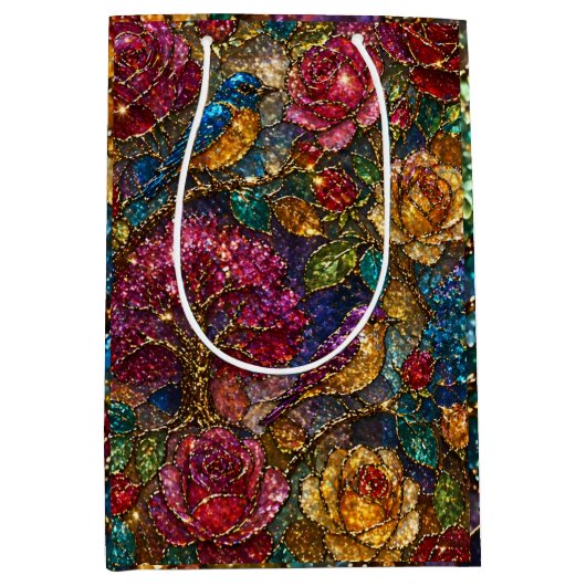 Galaxy Bloem Vogels Patroon Medium Cadeauzakje (Voorkant)
