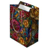 Galaxy Bloem Vogels Patroon Medium Cadeauzakje (Achterkant Gekanteld)