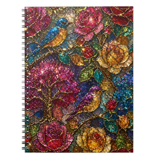 Galaxy Bloem Vogels Patroon Notitieboek (Voorkant)