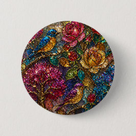 Galaxy Bloem Vogels Patroon Ronde Button 5,7 Cm