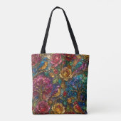 Galaxy Bloem Vogels Patroon Tote Bag (Achterkant)