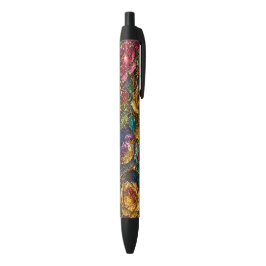 Galaxy Bloem Vogels Patroon Zwarte Inkt Pen