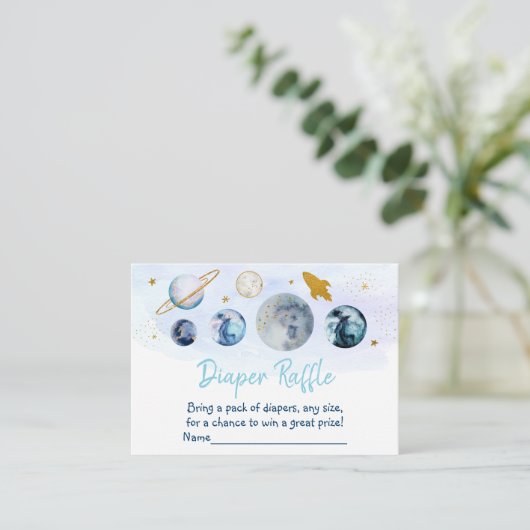 Galaxy Blue Baby shower Book Request En Informatiekaartje (Staand voorkant)