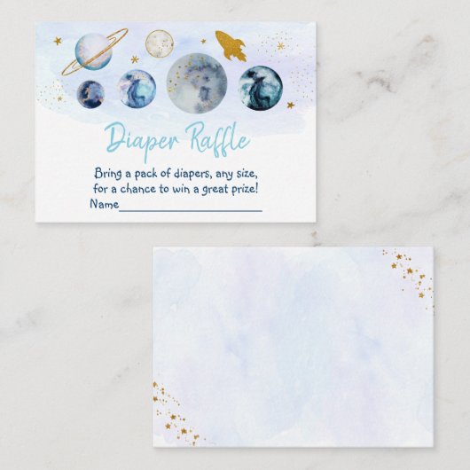 Galaxy Blue Baby shower Book Request En Informatiekaartje (Voorkant / Achterkant)