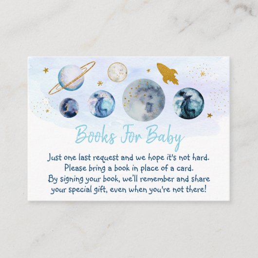 Galaxy Blue Baby shower Book Request Informatiekaartje (Voorkant)