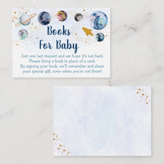 Galaxy Blue Baby shower Book Request Informatiekaartje (Voorkant / Achterkant)