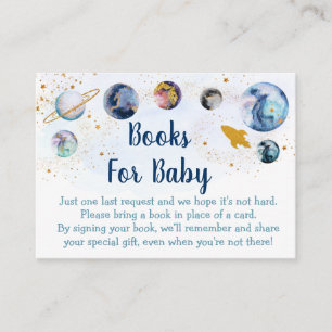 Galaxy Blue Baby shower Book Request Informatiekaartje
