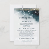 Galaxy Blue Bruiloft Details Accommodaties Kaart (Voorkant)