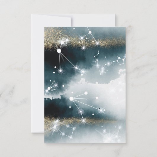 Galaxy Blue Bruiloft Details Accommodaties Kaart (Achterkant)