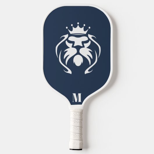 Galaxy Blue en White King Lion Modern Monogram Pickleball Paddle (Achterkant)