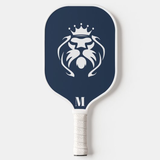 Galaxy Blue en White King Lion Modern Monogram Pickleball Paddle (Voorkant)