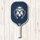 Galaxy Blue en White King Lion Modern Monogram Pickleball Paddle