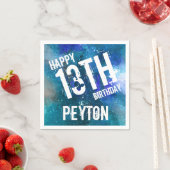 Galaxy Blue gepersonaliseerd verjaardagsfeestje Servet (Insitu)