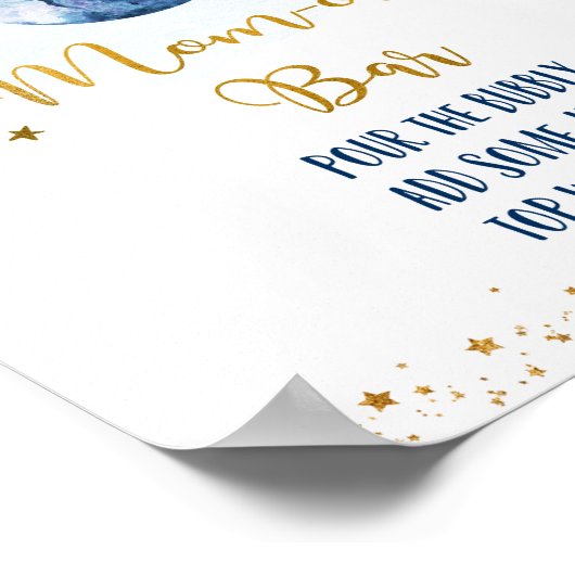Galaxy Blue Gold Baby shower Mam-osa Bar Poster (Hoek)