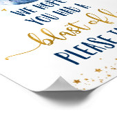 Galaxy Blue Gold Blast of Fun Birthday Favor Sign Poster (Hoek)