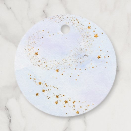 Galaxy Blue Gold Buitenspace Birthday Bedankjes Labels (Achterkant)