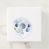 Galaxy Blue Gold Buitenspace Birthday Bedankjes Labels (In situ)
