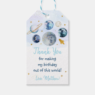 Galaxy Blue Gold Buitenspace Birthday Cadeaulabel