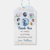 Galaxy Blue Gold Buitenspace Birthday Cadeaulabel (Voorkant)