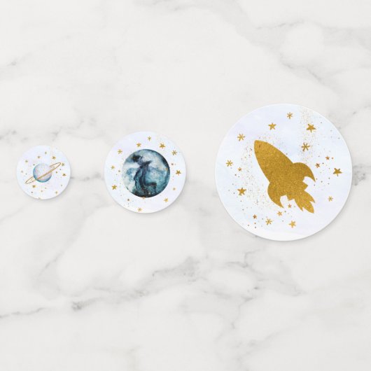 Galaxy Blue Gold Buitenspace Birthday Confetti (Achterkanten)