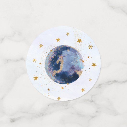 Galaxy Blue Gold Buitenspace Birthday Confetti (Kleine voorkant)