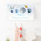 Galaxy Blue Gold Buitenspace Birthday Spandoek (Insitu)